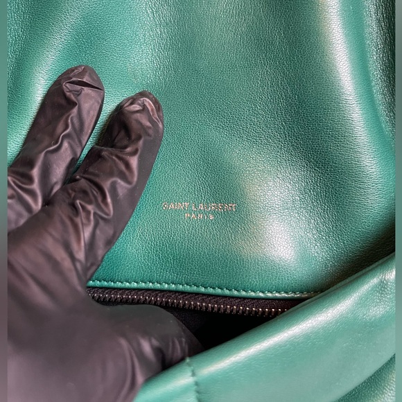 Saint Laurent Lambskin Quilted Small Loulou Puffer Chain Satchel Green Field - Picture 8 of 16